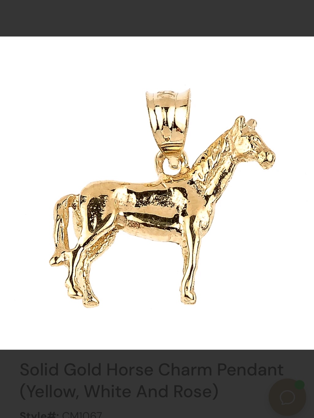 Solid Gold Horse Charm Pendant  Chain  Yellow Gold 10k